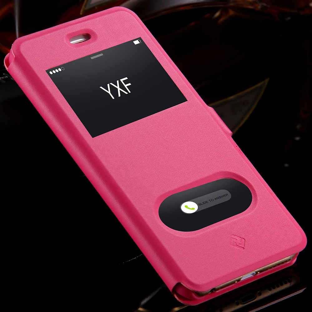 Чехол из искусственной кожи KISSCASE для iPhone 6 s 7 Plus с окошком просмотра умным ответом
