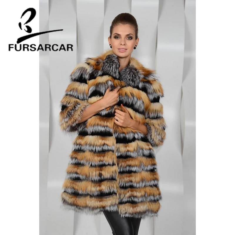 FURSARCAR 2020 Новое поступление пальто с натуральным мехом для женщин Высокое