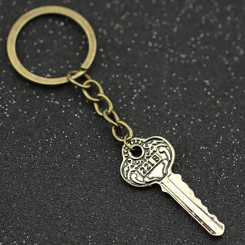 Antique Bronze Color Шерлок Холмс 221B Бейкер стрит брелок старинный античный серебряный и бронзовый брелок кольцо фильм ювелирные изделия оптом - Цвет: Antique Bronze Color