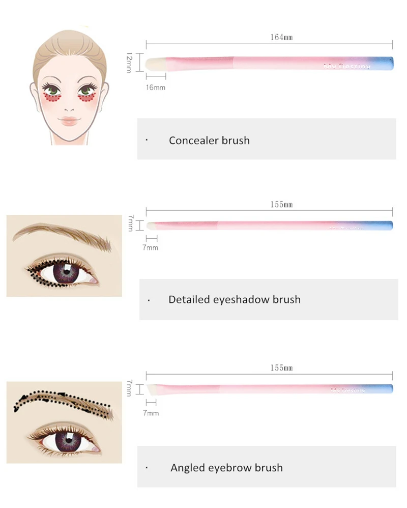 VDL+ My Destiny Pro 14Pcs Makeup Brushes Set Gradient Pink Yellow Soft Blusher Powder Complete Cosmetic Brush Kit with Bag