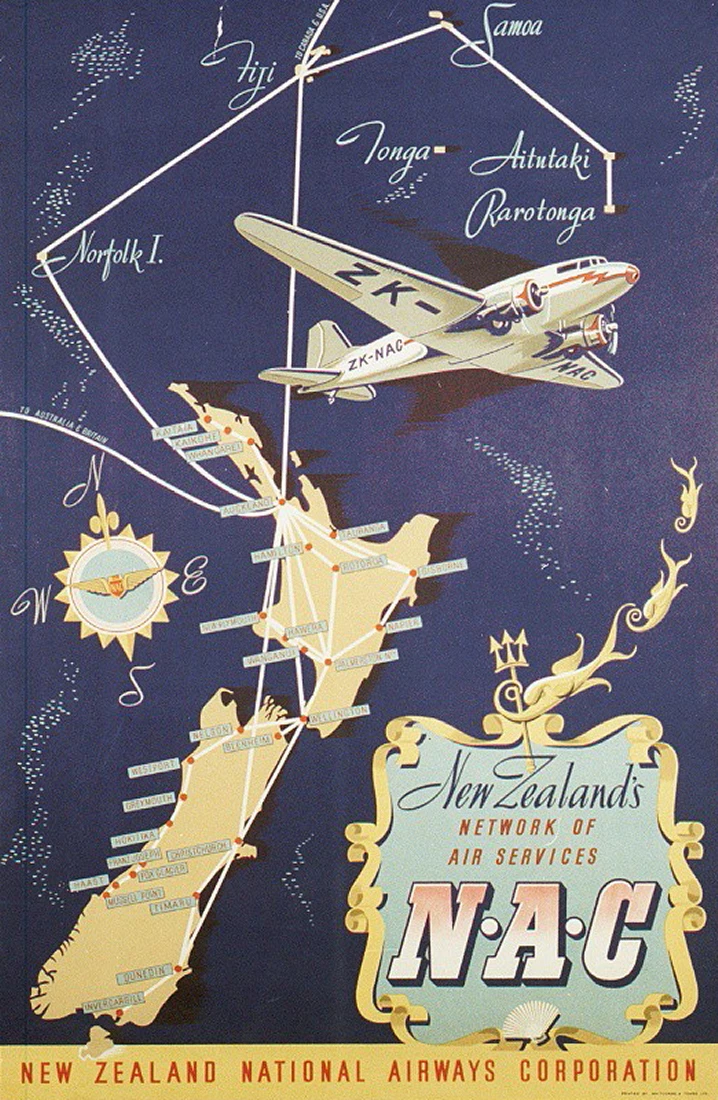 Новая Зеландия NZ National Airways NAC Классическая Настенная Наклейка на холсте