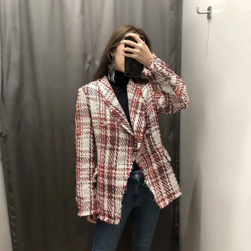 2019 модная винтажная шикарная твидовая куртка на пуговицах элегантные женские