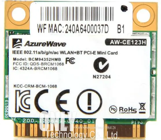 Беспроводная карта Wi Fi 802.11ac 867 Мбит/с WLAN + BT 4 0|azurewave aw-ce123h|wifi bluetooth cardbluetooth card |