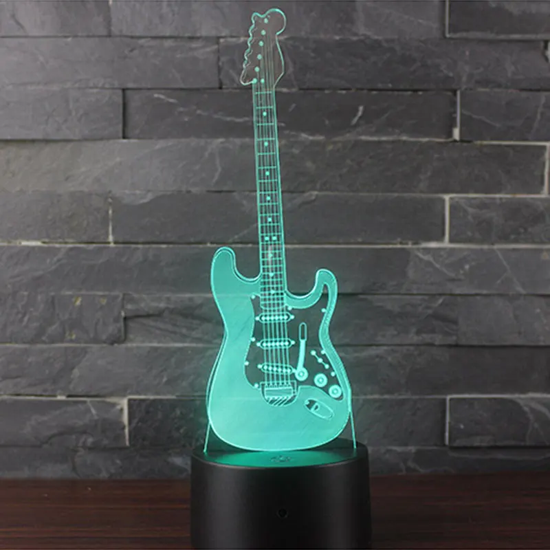 

Electric guitar theme 3D Lamp LED night light 7 Color Change Touch Mood Lamp Christmas present Dropshippping