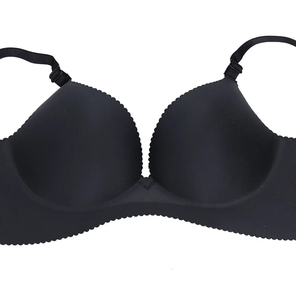 Black Hot Sale Women Seamless Bra Push up Sexy Wire Free Brassiere Solid Bralette 3/4 Cup Female Lingerie Underwear Intimates Ladies - Color: Black