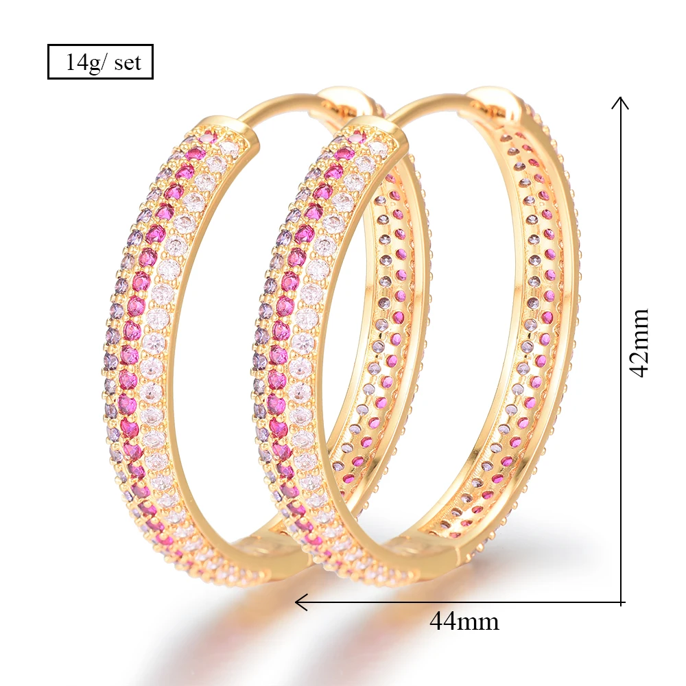 

SisCathy Luxury Cubic Zircon CZ Statement Big Hoop Earrings For Women DUBAI Bridal Wedding Round Circle Women Earrings Jewelry