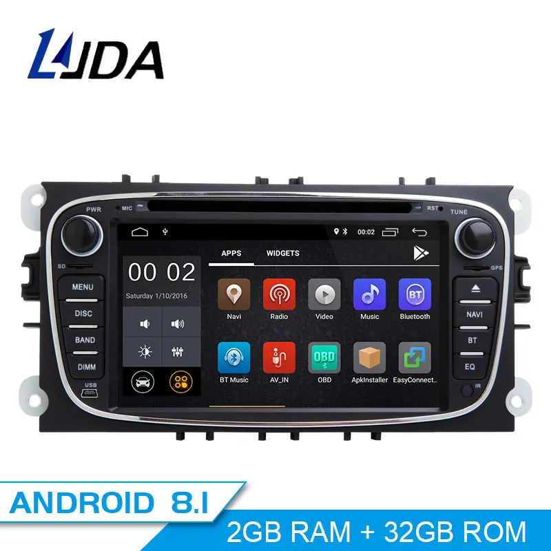 LJDA 2 Din Android 8 1 автомобиль радио для FORD FOCUS MONDEO S MAX C GALAXY Автомобильный