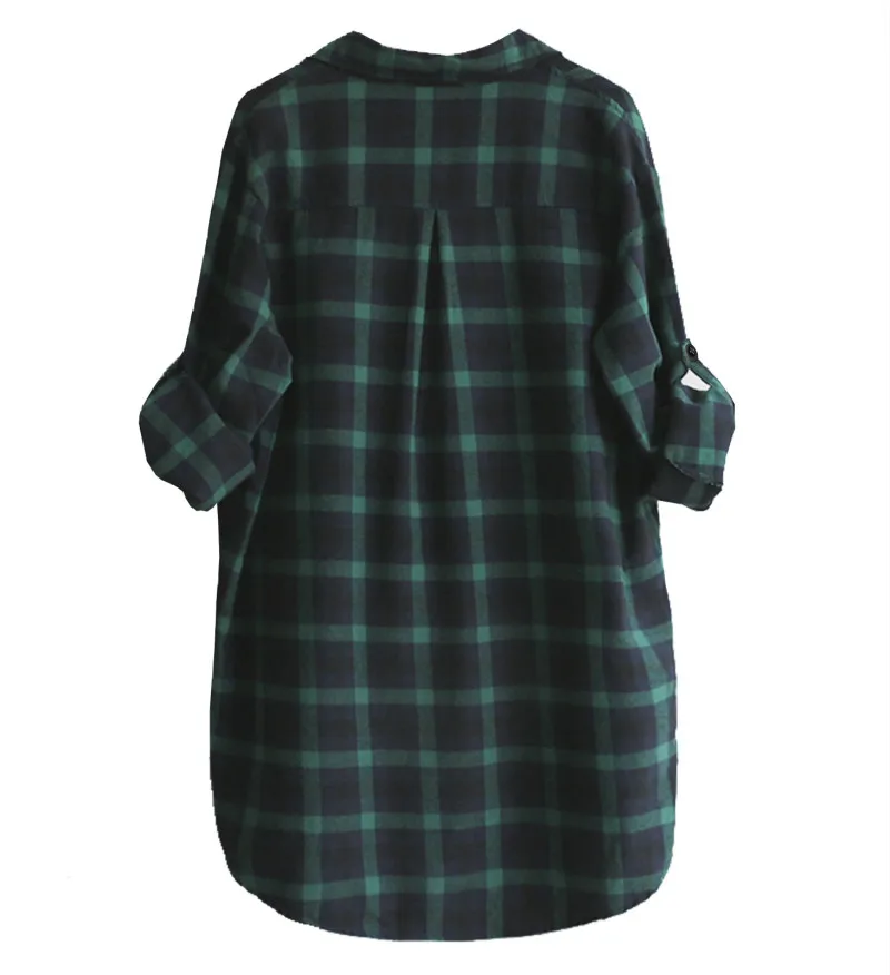 Прямая поставка Blusas mujer de moda фланелевая рубашка Женская Повседневная клетчатая