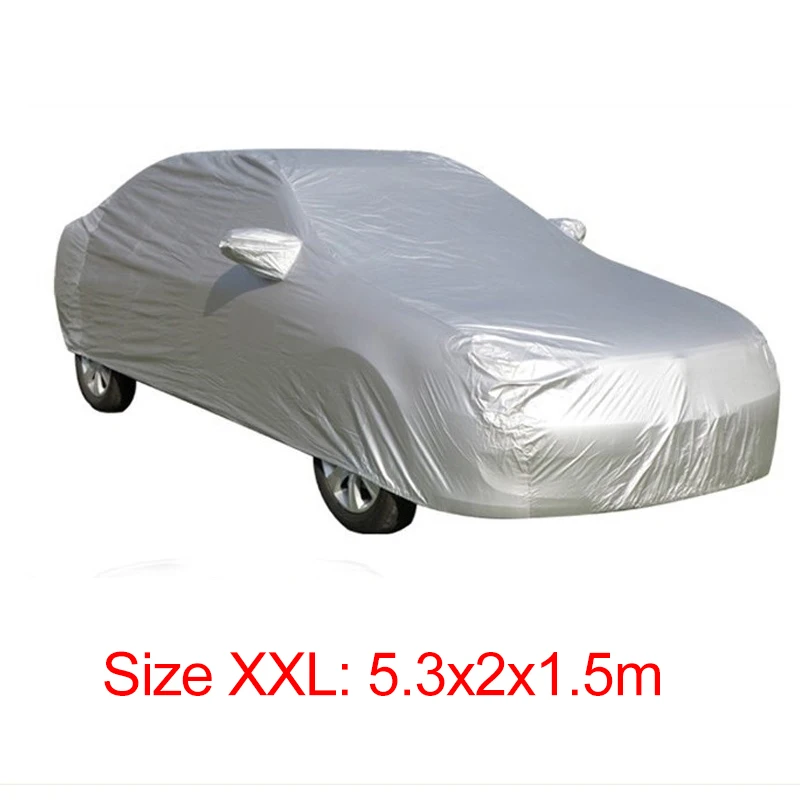 XXL(5.3x2x1.5m) Полное покрытие автомобиля крытое наружное солнцезащитное тепло УФ снег Защита от солнца пылезащитный анти-УФ устойчивый к царапинам Седан универсальный костюм - Название цвета: XXL(5.3x2x1.5m)