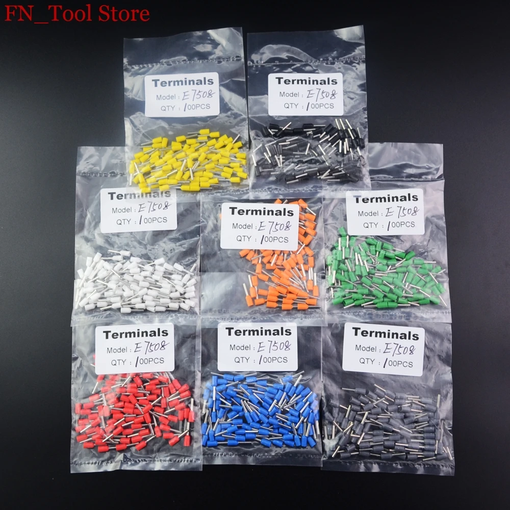 E7508 100 шт. изоляционные трубки изолированные клеммы 0.75mm2 кабель провода Разъем изоляции обжимной разъем