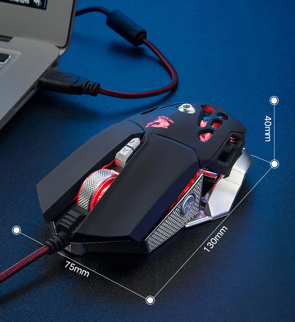 Freewolf для V9 2400 точек/дюйм Профессиональный 6-ключ макропрограммирование Мышь светодиодный кабель машины Подсветка игра Мышь