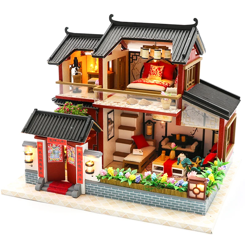

CUTEBEE Doll House Miniature DIY Dollhouse With Furnitures Casa House Countryard Dweling Toys For Children Birthday Gift M905