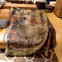 american retro sika deer tapestry leisure blanket throw art cloth craft kintted bed sheet xmas home decorative mat carpet