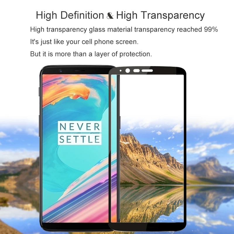 2 шт. 100% оригинальное закаленное стекло с полным покрытием для OnePlus 5T защита