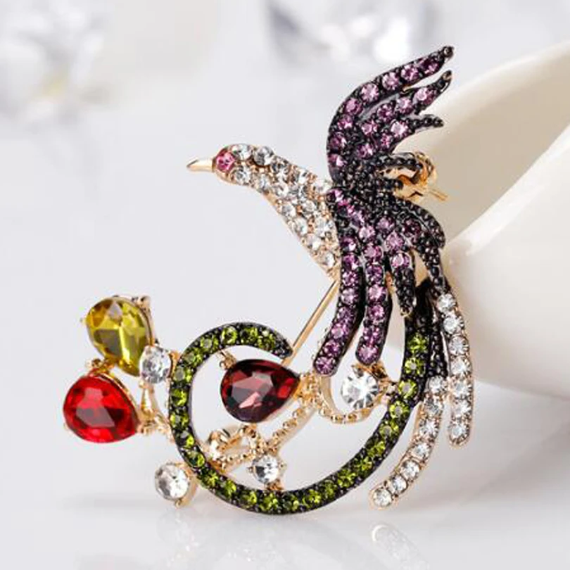 Роскошная разноцветная Хрустальная брошь Феникс штифты корсажа модные женские