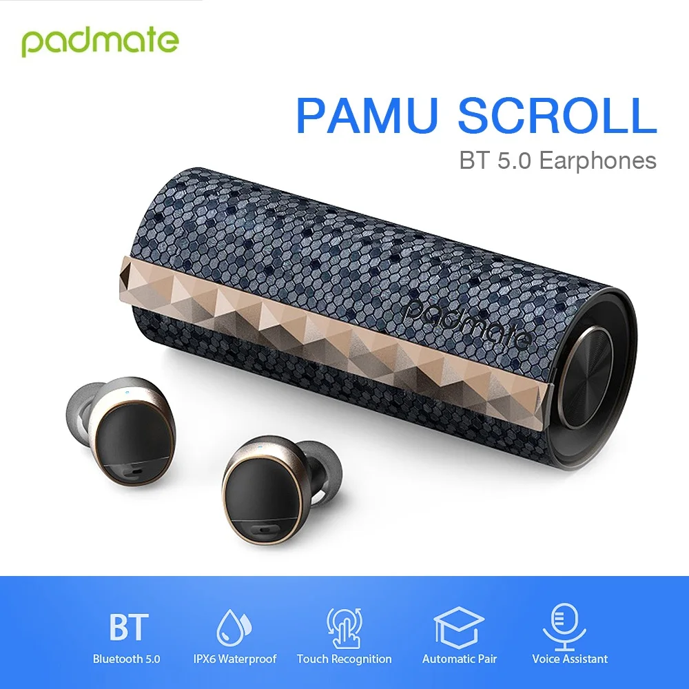 Беспроводные наушники Padmate PaMu водонепроницаемые IPX6 Bluetooth 5 0 с сенсорным