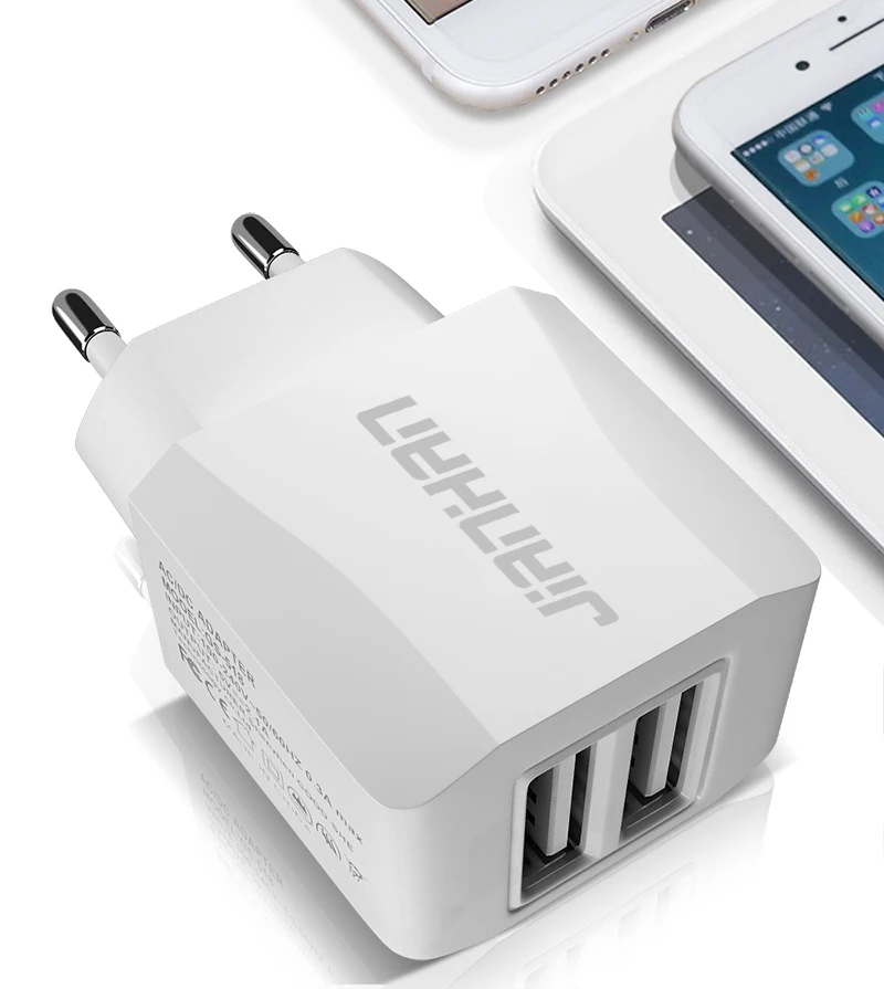 USB штепсельная вилка EU розетка автомобильное быстрое зарядное устройство с двумя