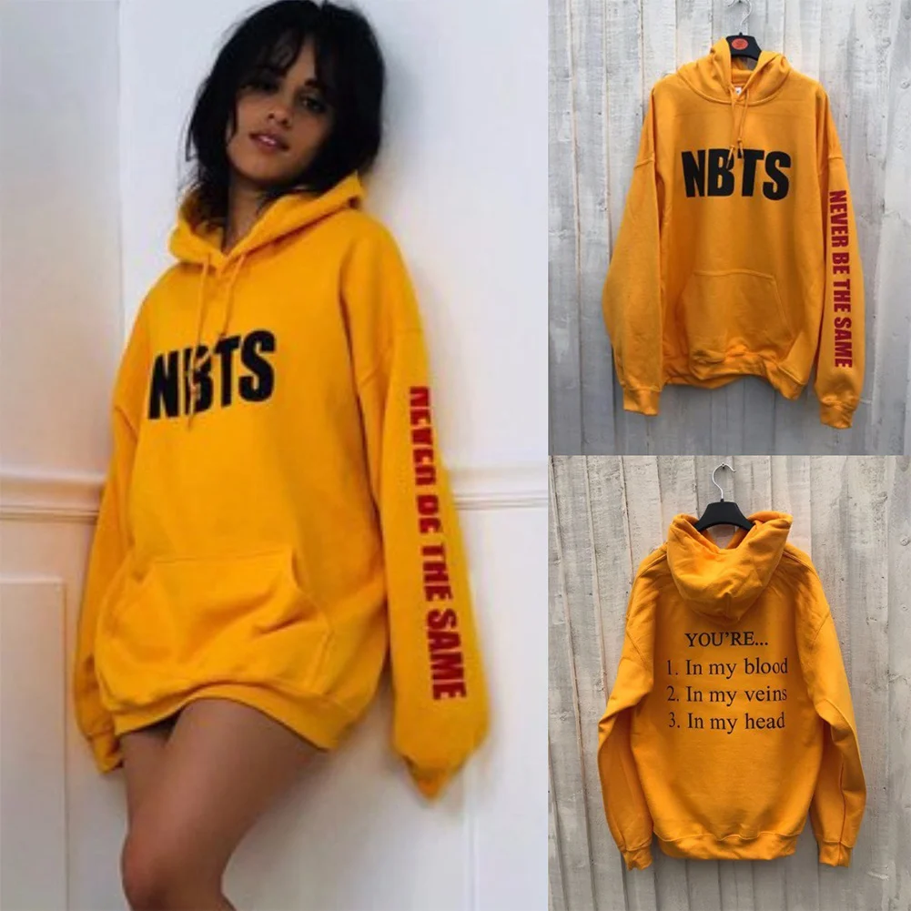 Женская Повседневная печать с длинным рукавом Drawstring Loose Hoodie пуловер капюшоном