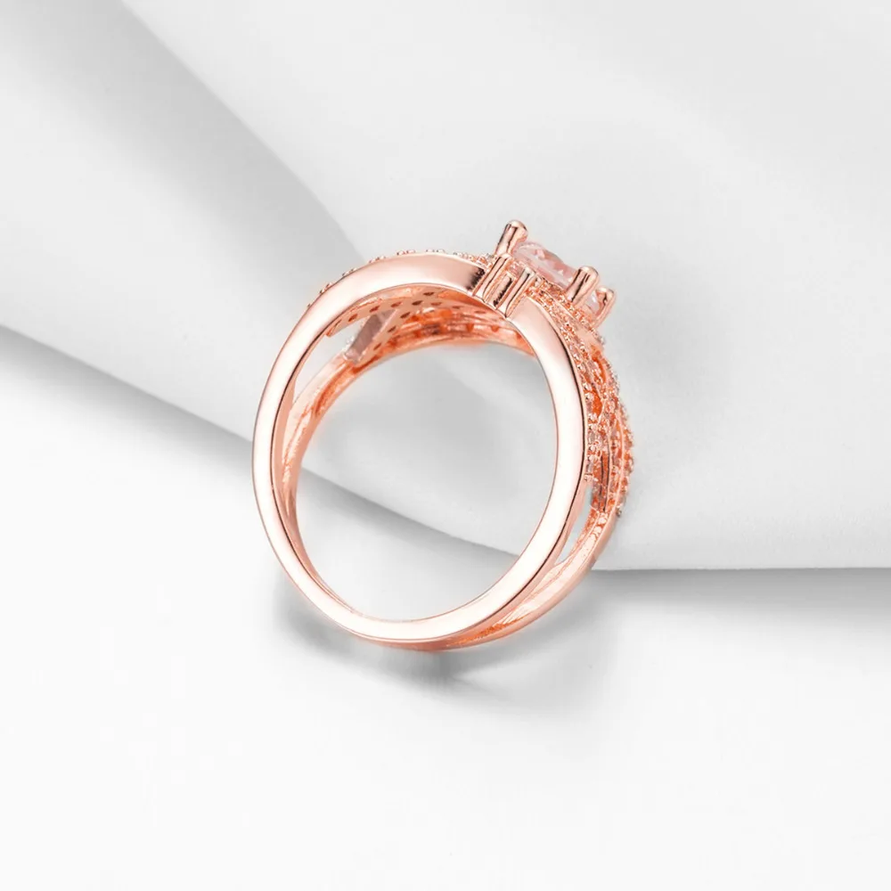 

New Fashion Jewelry Female Rose Gold Finger Ring Cute Romantic Wedding Ring Promise Engagement Rings Best Gifts