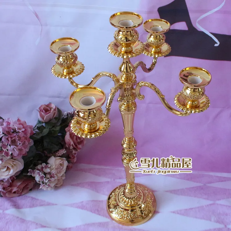 New European gold high foot 52 cm five head of home furnishings KTV hotel wedding birthday candle props | Дом и сад