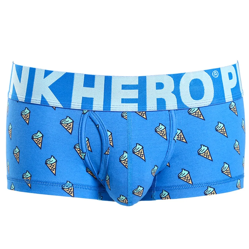 Sky Blue PINK HEROES Mens Boxer Cotton Letter Underpants Knickers Sexy Shorts Men Underwear Male Underpant Beachwear ropa interior hombr - Цвет: Sky Blue
