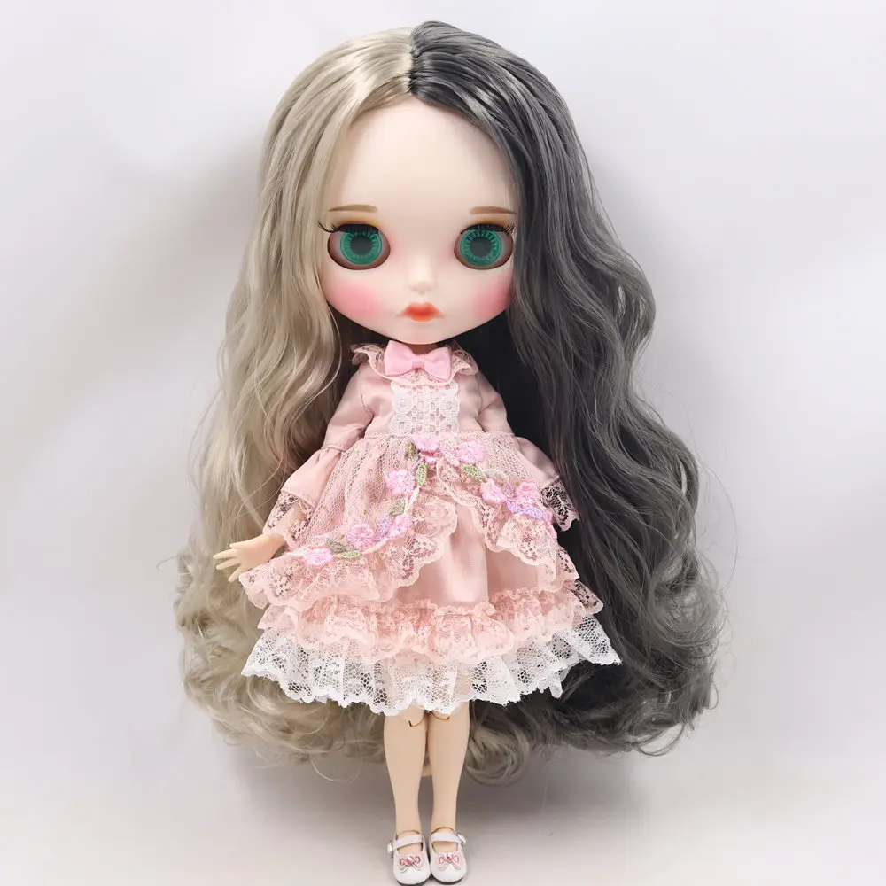 Ледяной обнаженный Blyth кукла No. BL8800/9016 Серебряный микс серые волосы резные губы матовые индивидуальные лица соединение тела 1/6 bjd - Цвет: a set like pic