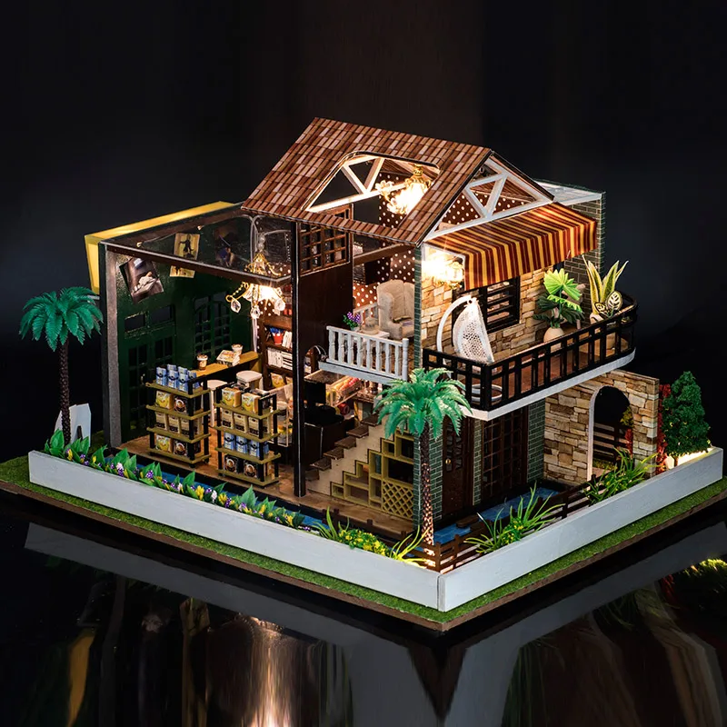 Кукольные дома сделай сам миниатюрный 3D Деревянный кукольный домик с комплектом