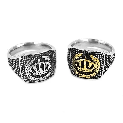 Кольцо King Crown из нержавеющей стали 316L золотистого/серебристого цвета