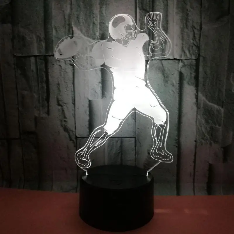 Настольная лампа для домашних игр 3d ночник регби подарок на день рождения модная