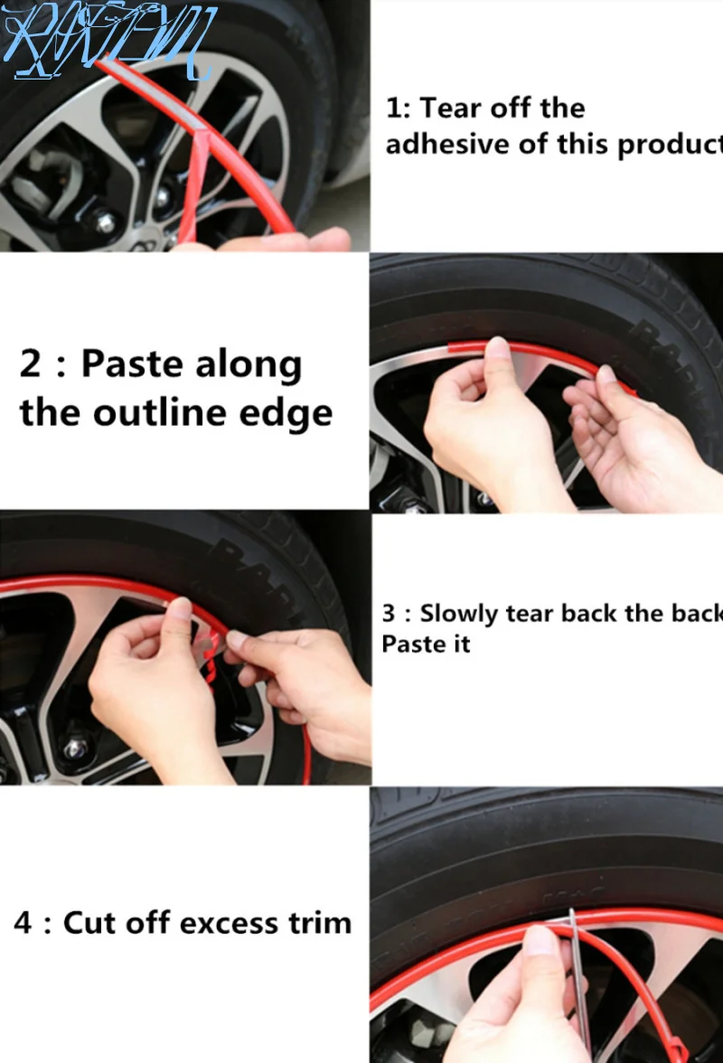 8 м автомобильное колесо декоративная для ступицы полоса Авто обод/защита шин Audi
