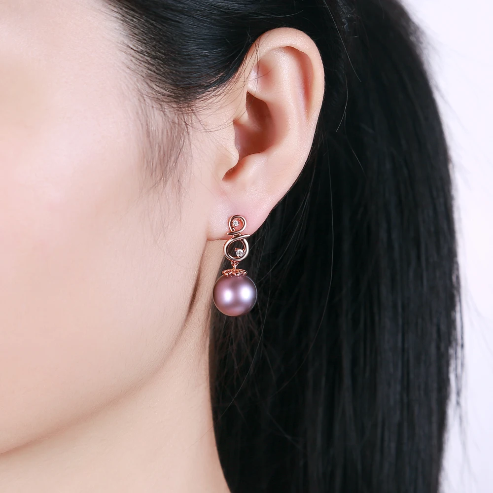 Женские серьги из розового золота с пресноводным жемчугом 12 13 мм|earrings free|earrings free