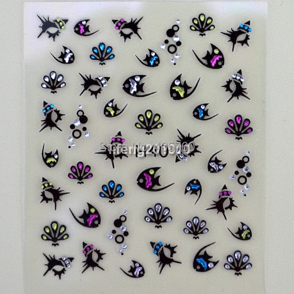 5 листов милые рыбки Дизайн стикеры 3D на ногти Nail Art наклейки украшения ногтей Стразы H40