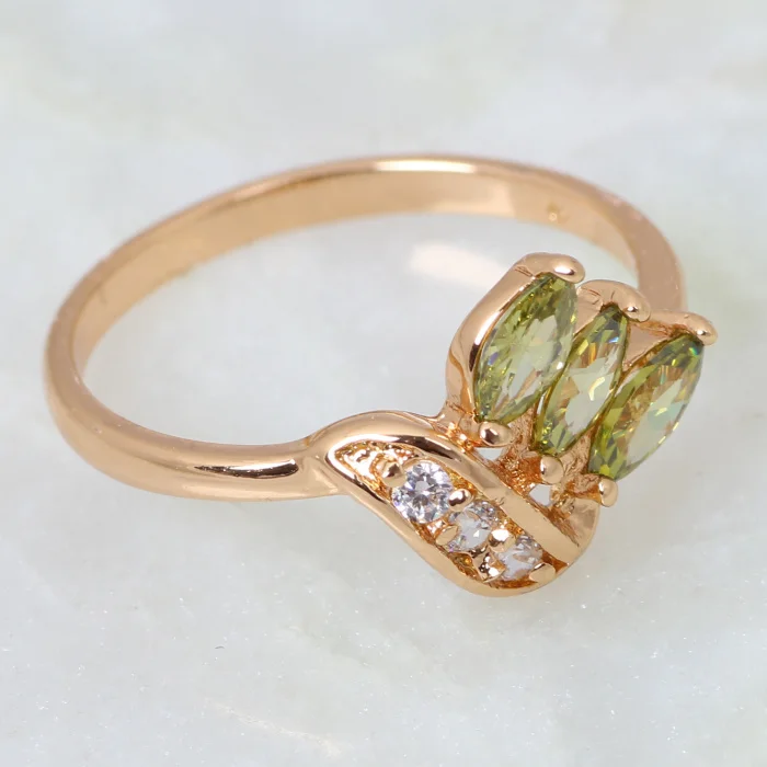 Новый 2019 зеленый фианит кольца для Дамская мода ювелирные изделия из желтого