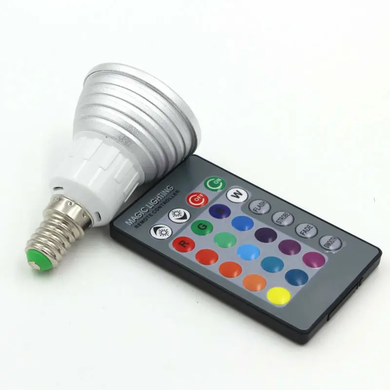 3 Вт E14 E27 RGB СВЕТОДИОДНАЯ Лампа Волшебная 16 цветов меняющаяся диммируемая