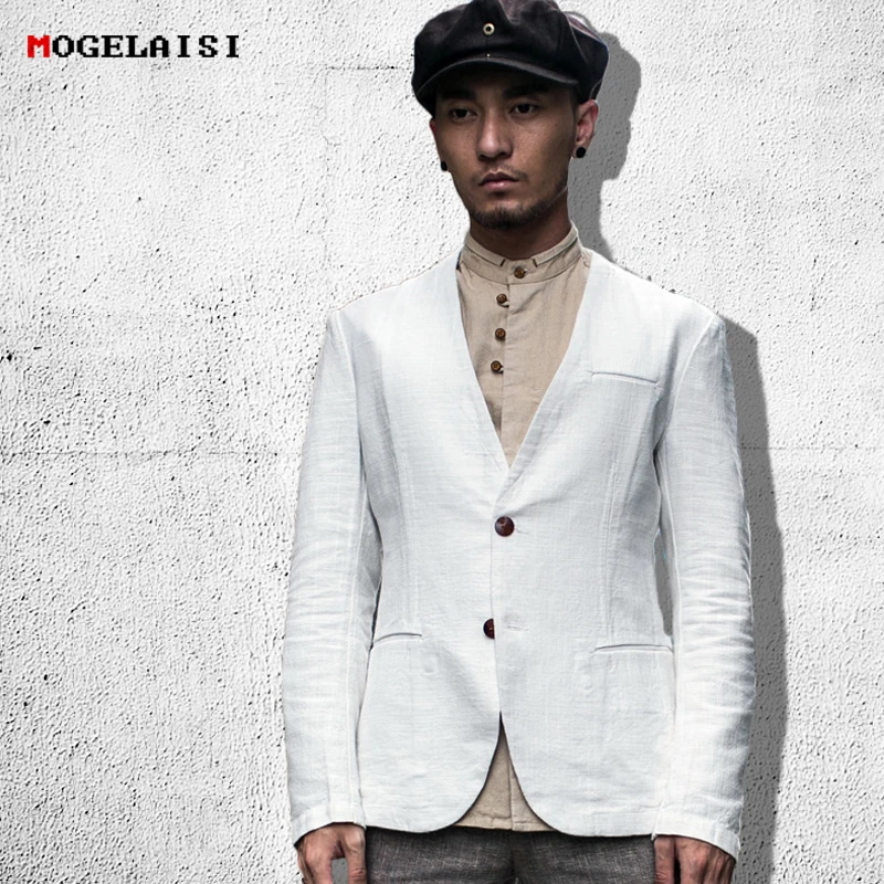 Мужской костюм с длинным рукавом весенний льняной хлопковый рукавом|casual suit men|casual