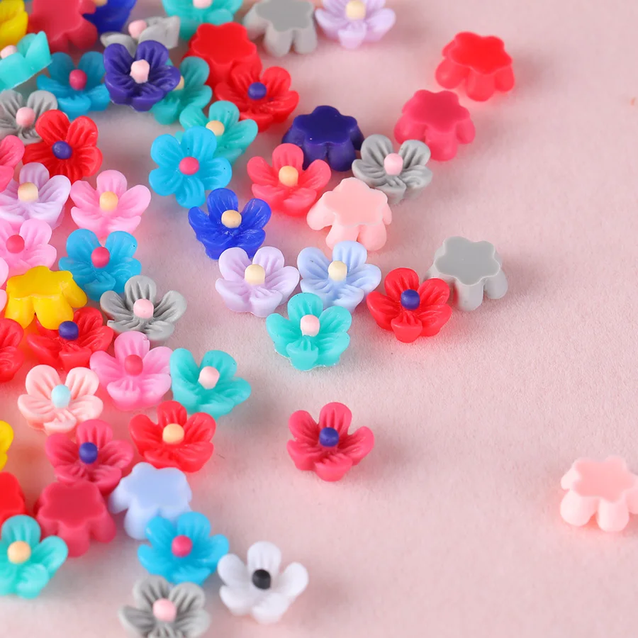 30 шт./лот 6 мм/9 мм Разноцветные смешанные плоские крошечные милые кабошоновые