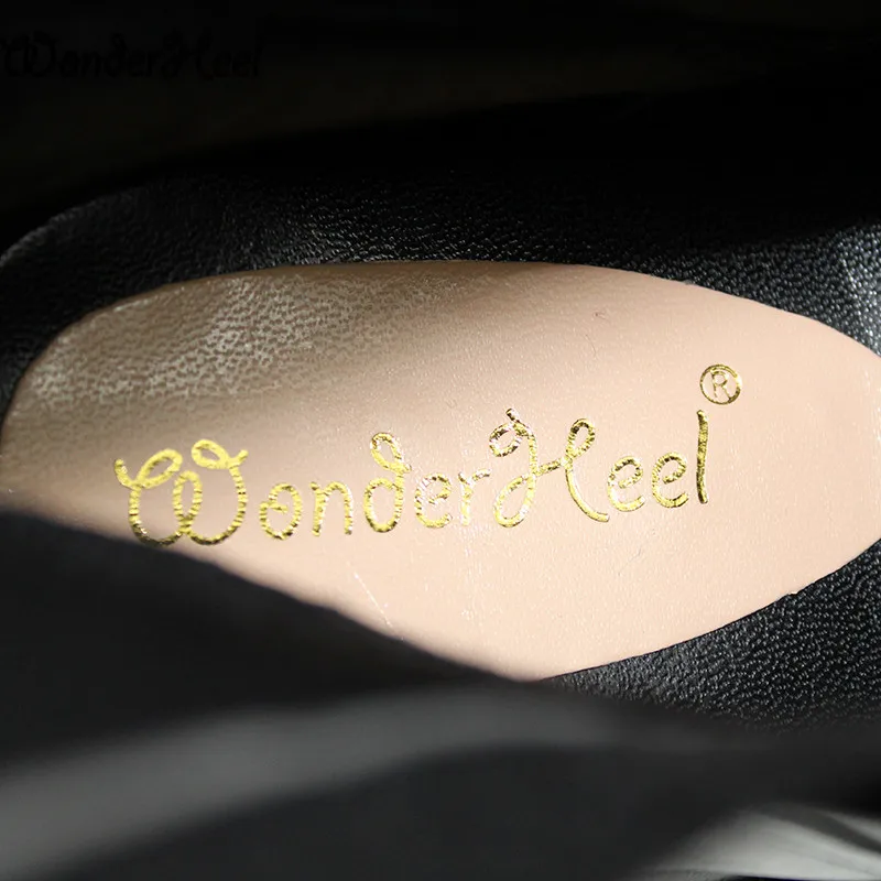 Wonderheel/пикантные черные лакированные сапоги до колена на очень высоком каблуке 8