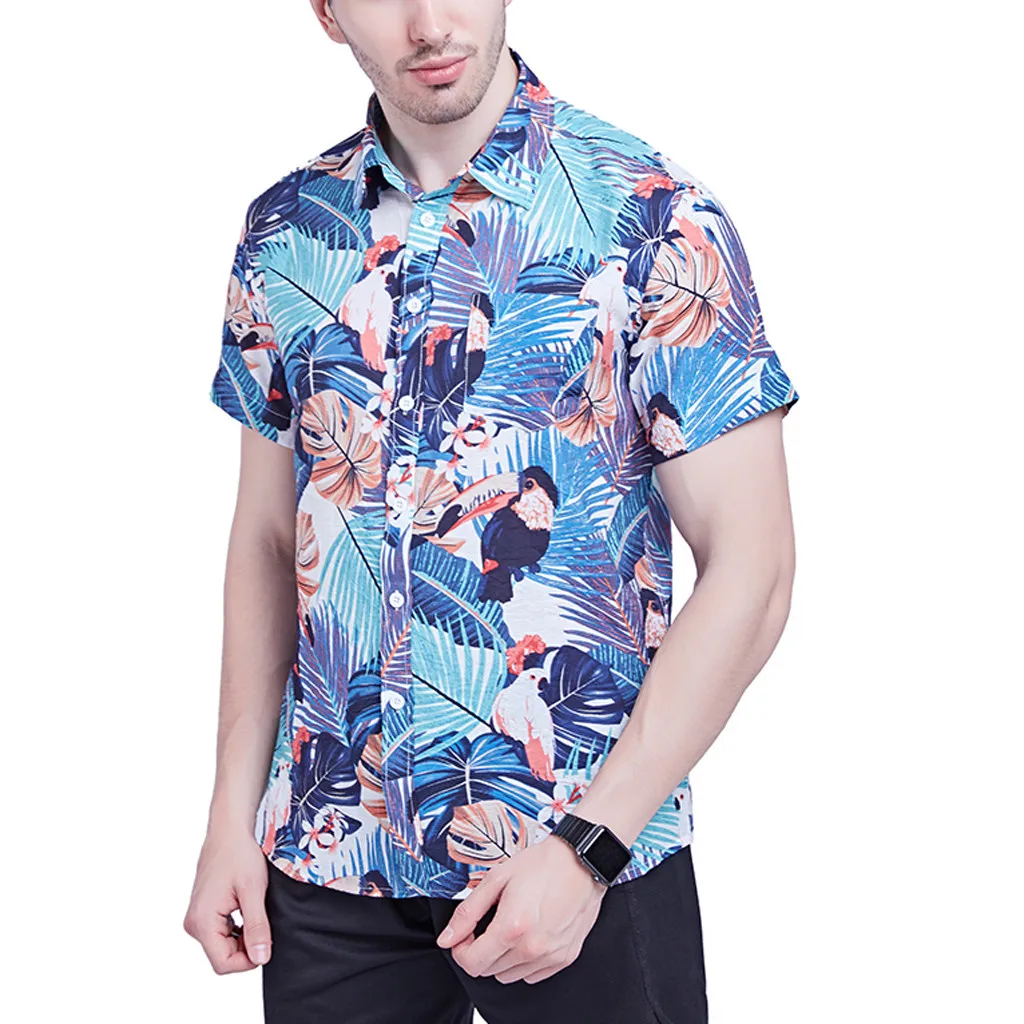 Lncdis модный кожаный чехол с принтом хлопковая рубашка Для мужчин Slim Fit короткий
