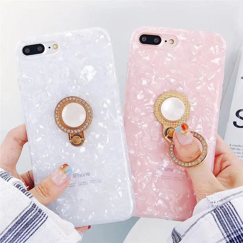 Чехол для телефона с кольцом подставкой и блестящим держателем iPhone 8 7 6 6S Plus чехол