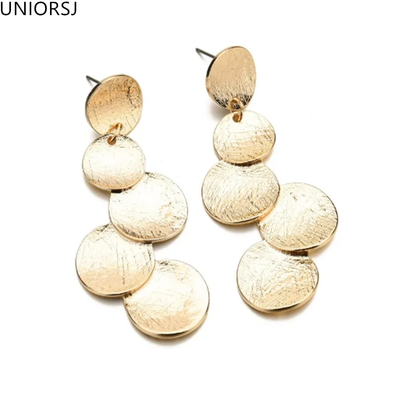 Exaggerated Fashion Alloy Irregular Round Geometric Drop Earrings For Women Metal Gold Dangle Earring Female Jewelry Gifts | Украшения и