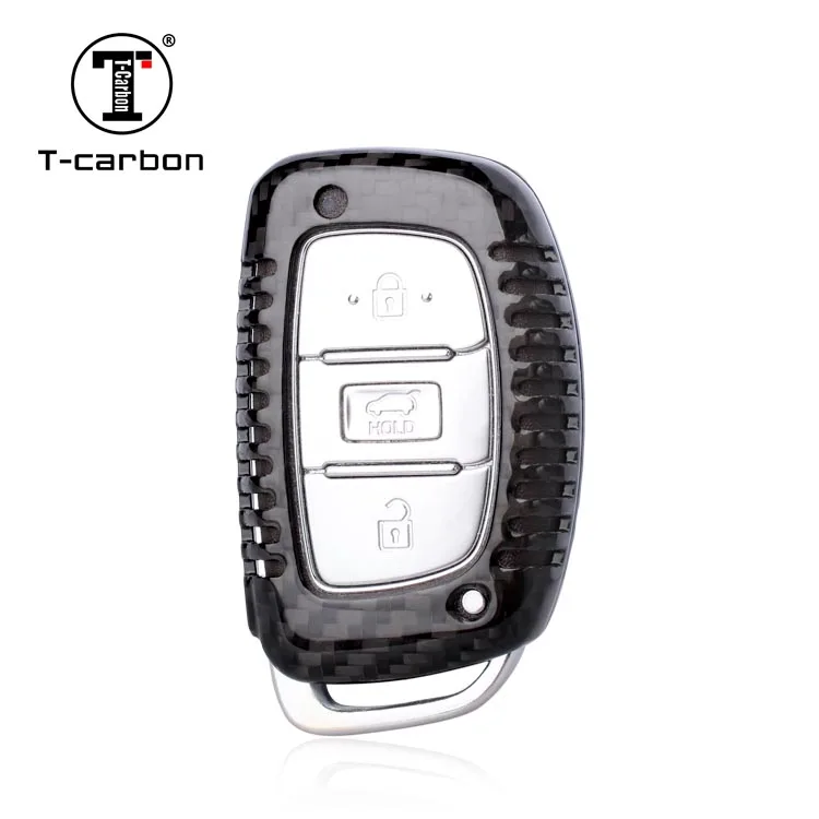 T-carbon Carbon Fiber Key Cover Case Shell for Hyundai Solaris MISTRA Veloster SR IX35 Accent Elantra i30 | Автомобили и