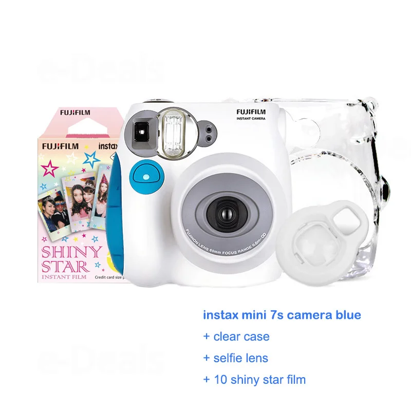 blue 7s set - star Аутентичный Fujifilm Instax Mini 7 s Мгновенный Набор Фото камеры с 10 листами Fuji Instax Мини белая пленка и кролик линзы для селфи - Цвет: blue 7s set - star