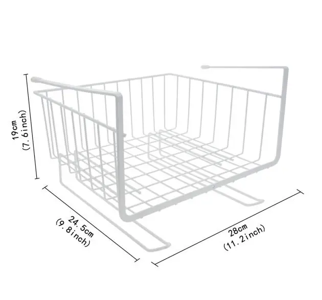 white Basket Под полкой корзина с проволочной обмоткой, стеллаж для хранения, органайзер для кухни, ванной комнаты, кладовая, над дверью, стеллаж для хранения, кухонный шкаф, ящики - Цвет: white Basket