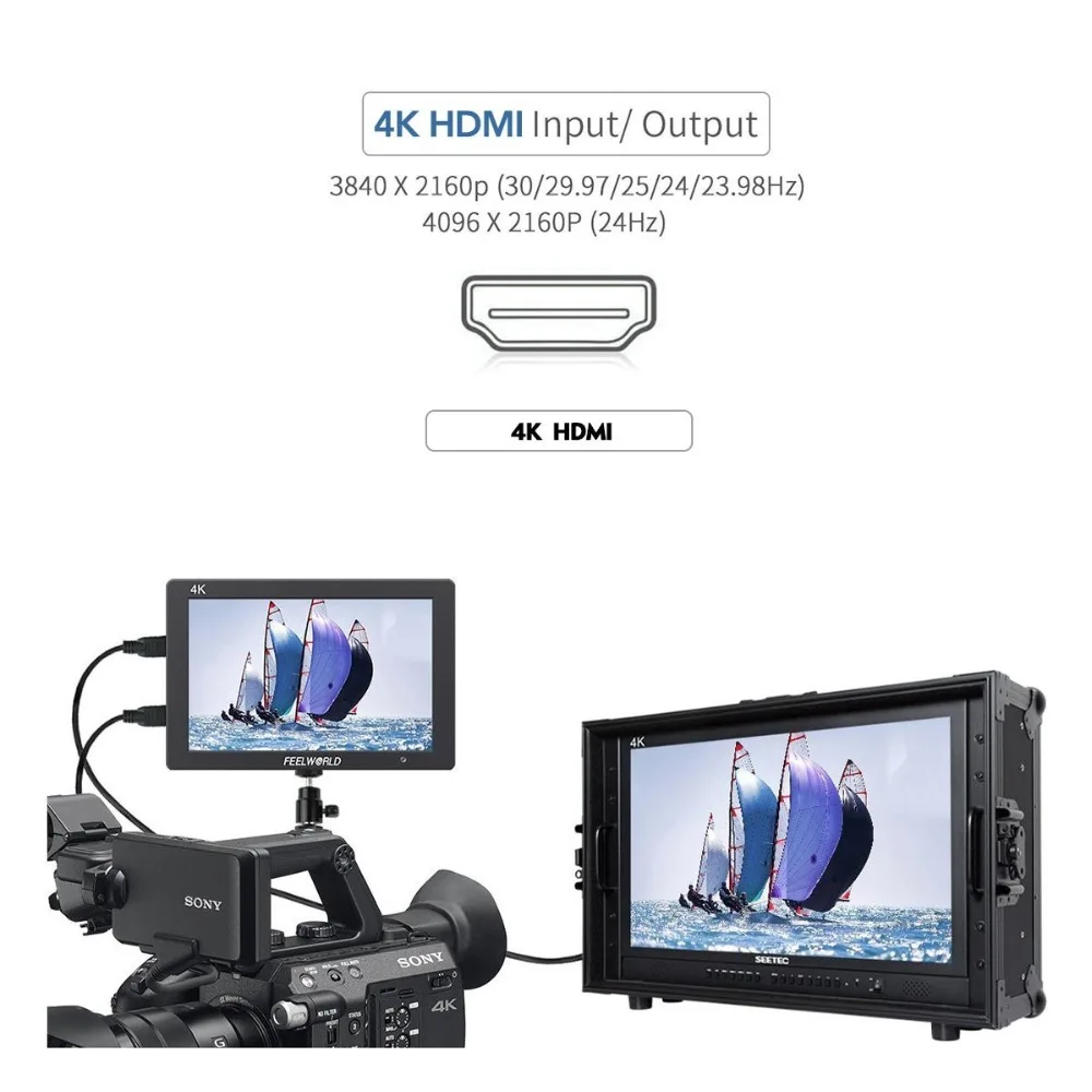 Feelworld T7 7in. Full HD монитор на камере IPS LCD 4K HDMI SDI вход DC Выходная мощность с
