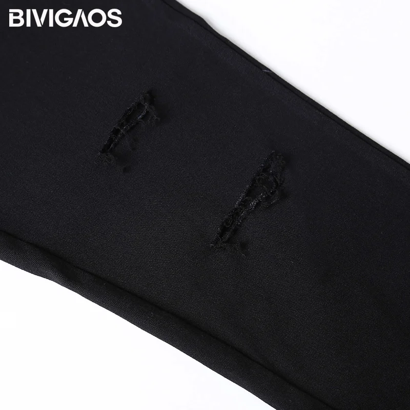 Bivigaos лето новая Мода и досуг Для женщин брюки рваные тонкую щиколотку узкие