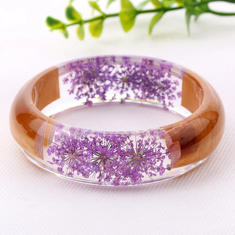 Houbian Purple Dried Flower Bracelet Women'S Wooden Resin for Party | Украшения и аксессуары