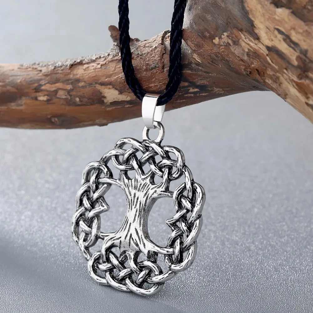 QIMING модные ювелирные изделия Yggdrasil Древо жизни ясень Дерево мир дерево Викинг скандинавские ювелирные изделия Подвеска Посеребренная бронза ожерелье