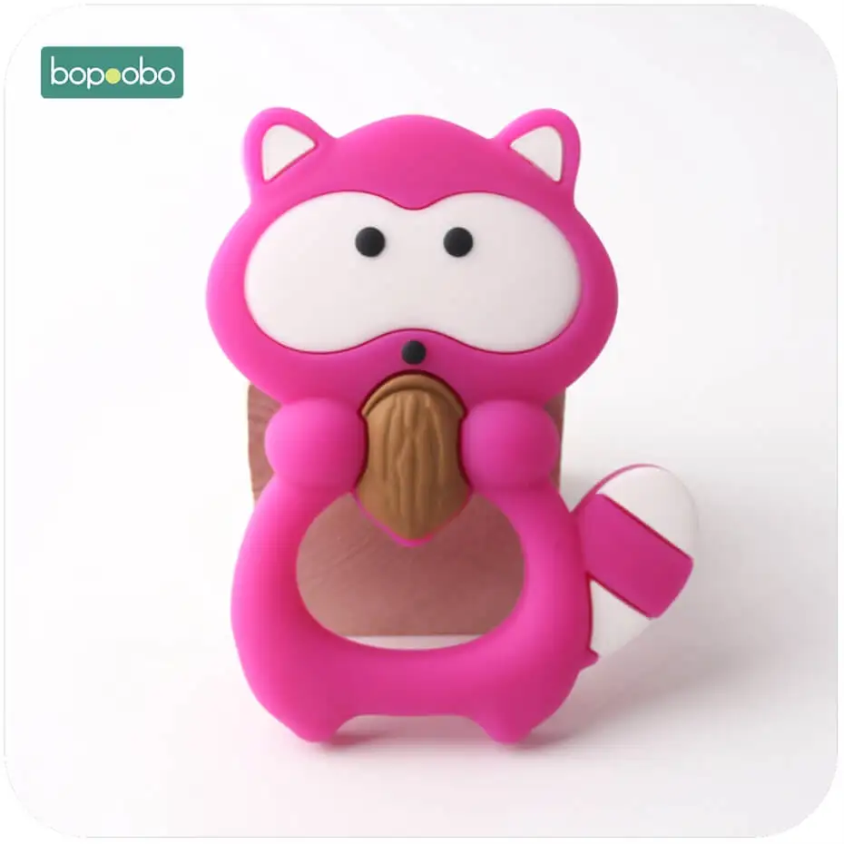 hot pink raccoon Bopobo 1 шт., силиконовый прорезыватель, аксессуар, силиконовый енот, сделай сам, ювелирное изделие, аксессуары для кормления, пищевая сенсорная игрушка, детский Прорезыватель - Цвет: hot pink raccoon