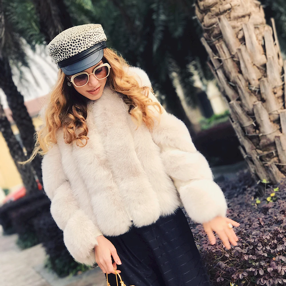 EIFURKOP Новое модное пальто из натуральной лисы с длинными рукавами из овчины Женская одежда из натурального меха короткая куртка с круглым вырезом в полоску