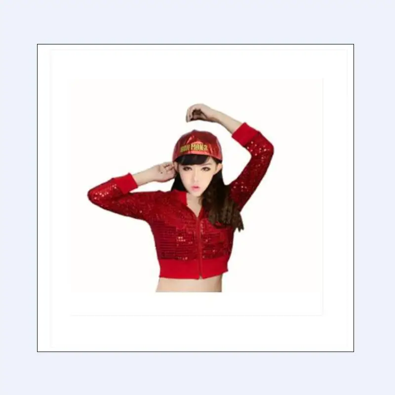 2016 Pretty Guide Delle Donne DS Clubwear Luccicanti Paillettes Manica Hip Pop Performance Dance Outwear Modern Dancing Costume | Женская
